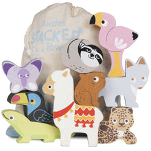 Load image into Gallery viewer, Wooden Stacking Animals & Bag