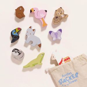Wooden Stacking Animals & Bag