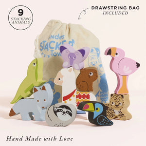 Wooden Stacking Animals & Bag