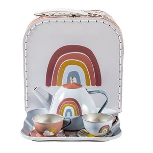 Tea set in basket Rainbow