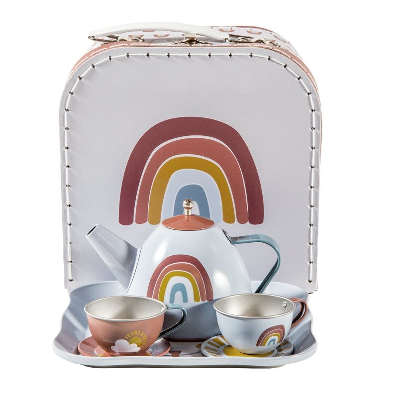 Tea set in basket Rainbow