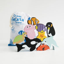 Load image into Gallery viewer, Ocean Wooden Animals Stacking Toy
