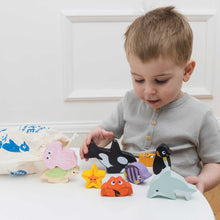 Load image into Gallery viewer, Ocean Wooden Animals Stacking Toy
